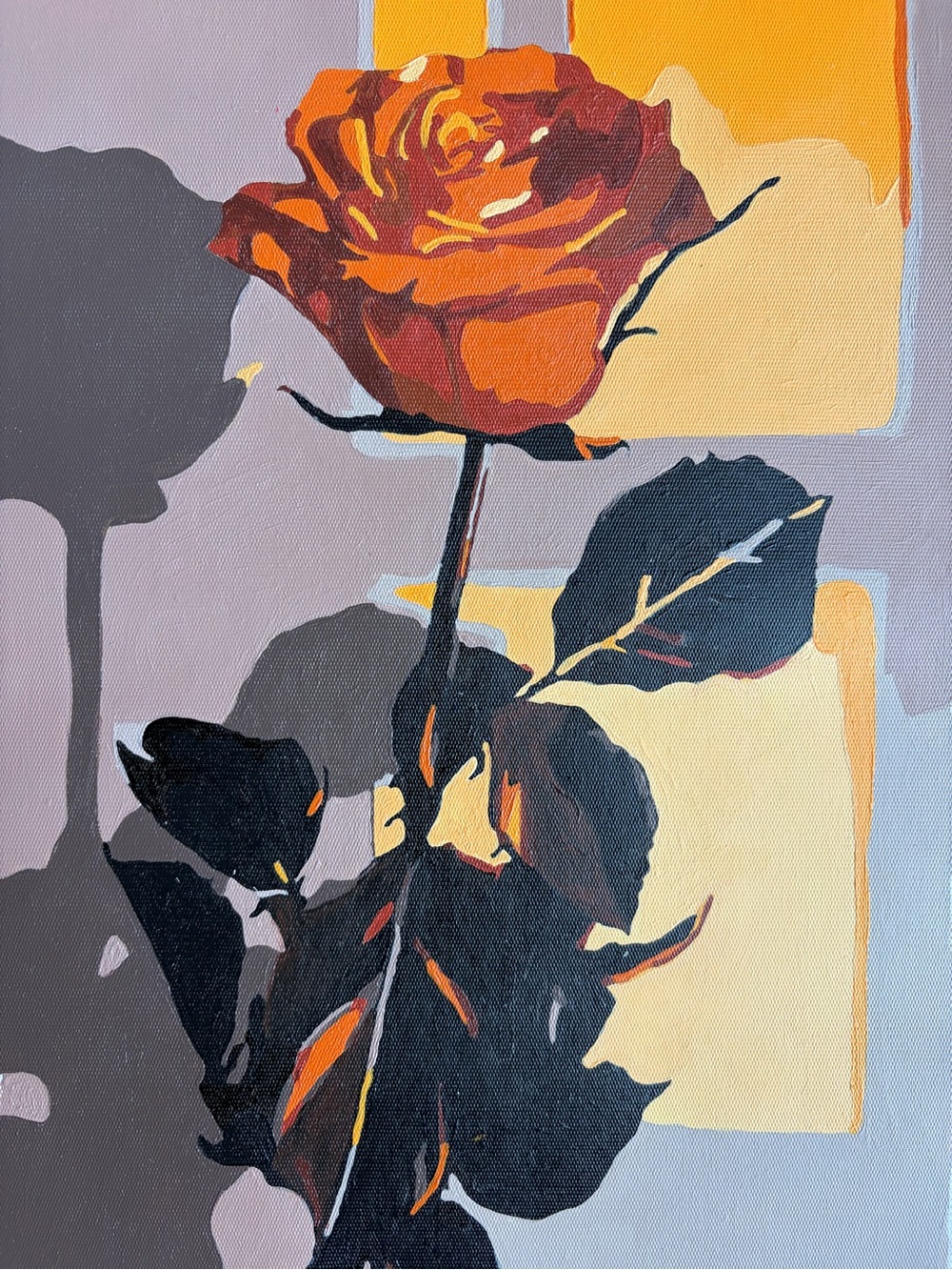 Abstract Orange Rose Canvas Wall Art - Home Art